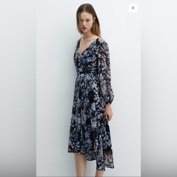 Mango Faux Wrap Midi Dress - Large - Picture 2 of 12